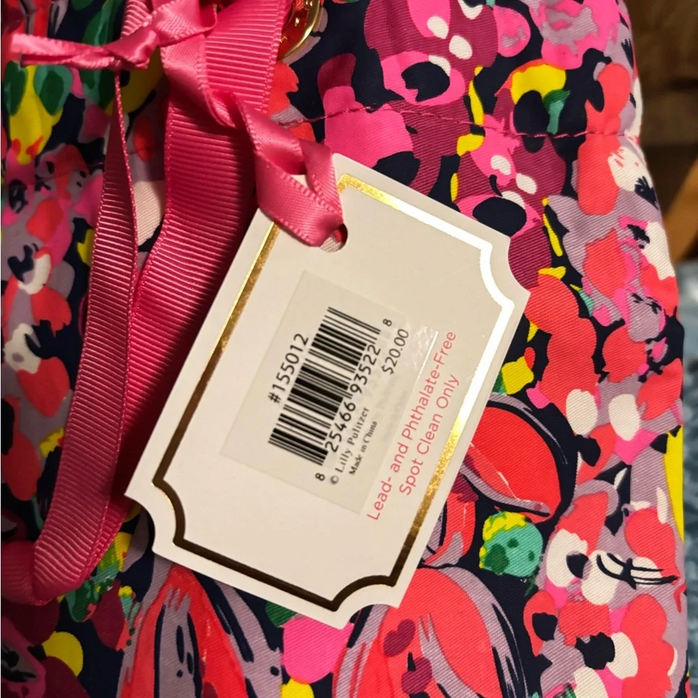 NWT Lilly Pulitzer Floral Print Wine/Bottle Cloth Bag